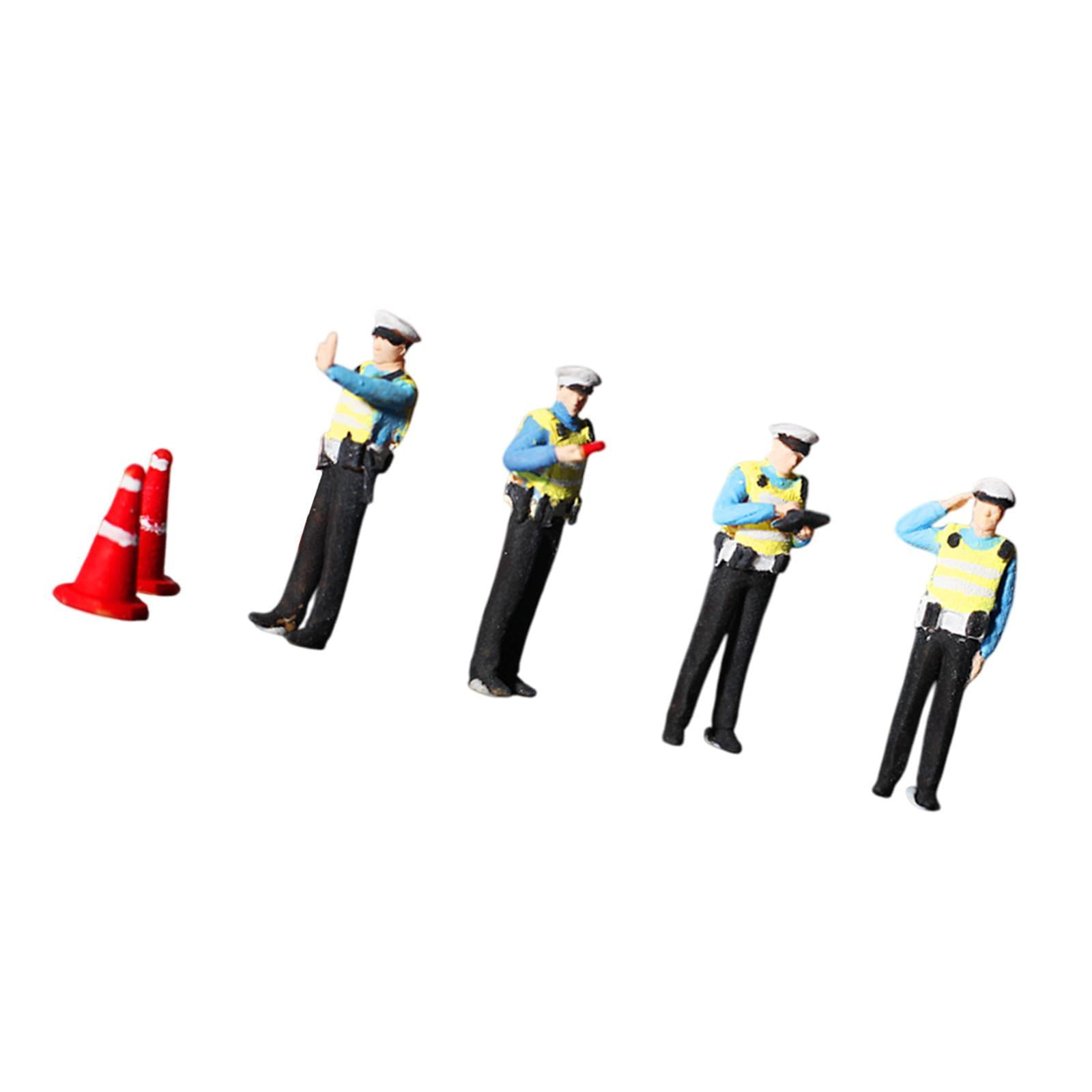 LeeQinersw 1:64 Miniature Traffic Police Figures Desktop Ornament Pretend Play Toys Diorama