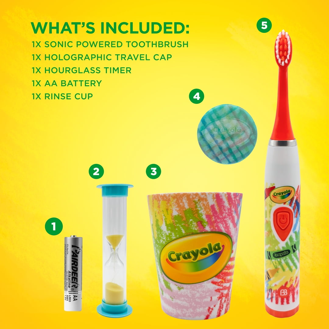 Brush Buddies Crayola Sonic Powered Toothbrush 5-Piece Set