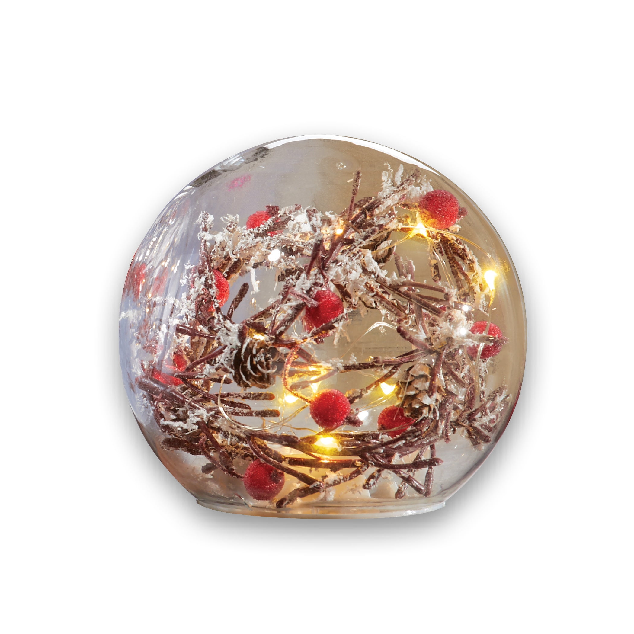 Lighted Frosted Berry Crackled Glass Balls Seasonal Decoration For
