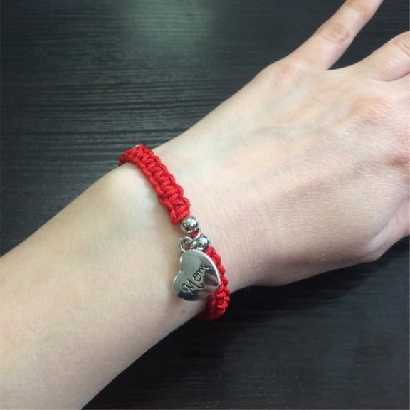 LOLIPPYY 2-Pack Mother's Day Red Woven Rope Bracelets Lightweight Stylish Accessories Gift for Women