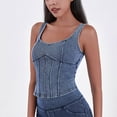 thumbnail image 5 of vigerkar Denim Corset Top for Women Going Out Jean Crop Tank Tops Trendy Sleeveless Slim Fit Workout Top (Light Blue, M), 5 of 9