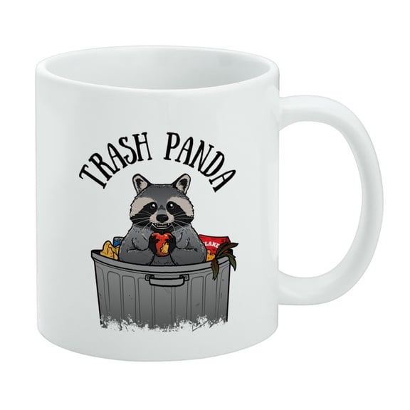Raccoon Trash Panda in Garbage White Mug