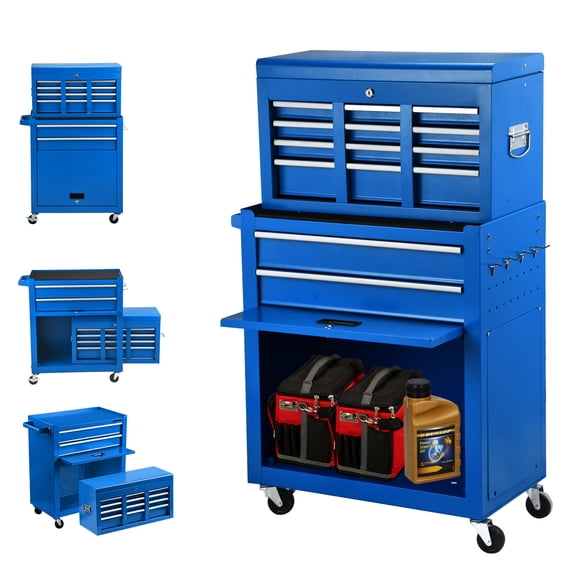 8-Drawers Rolling Tool Chest Cabinet High Capacity Tool Storage Cabinet with Wheels and Locking System, Removable Toolbox Organizer with Sliding Drawers (BlUE)