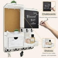 thumbnail image 5 of Key Holder Wall Mount， Mail Organizer Key Holder for Wall with Shelf, Drawer, Chalkboard, Corkboard, Home Decor Wall Mounted for Room Entryway(Whitewashed), 5 of 18