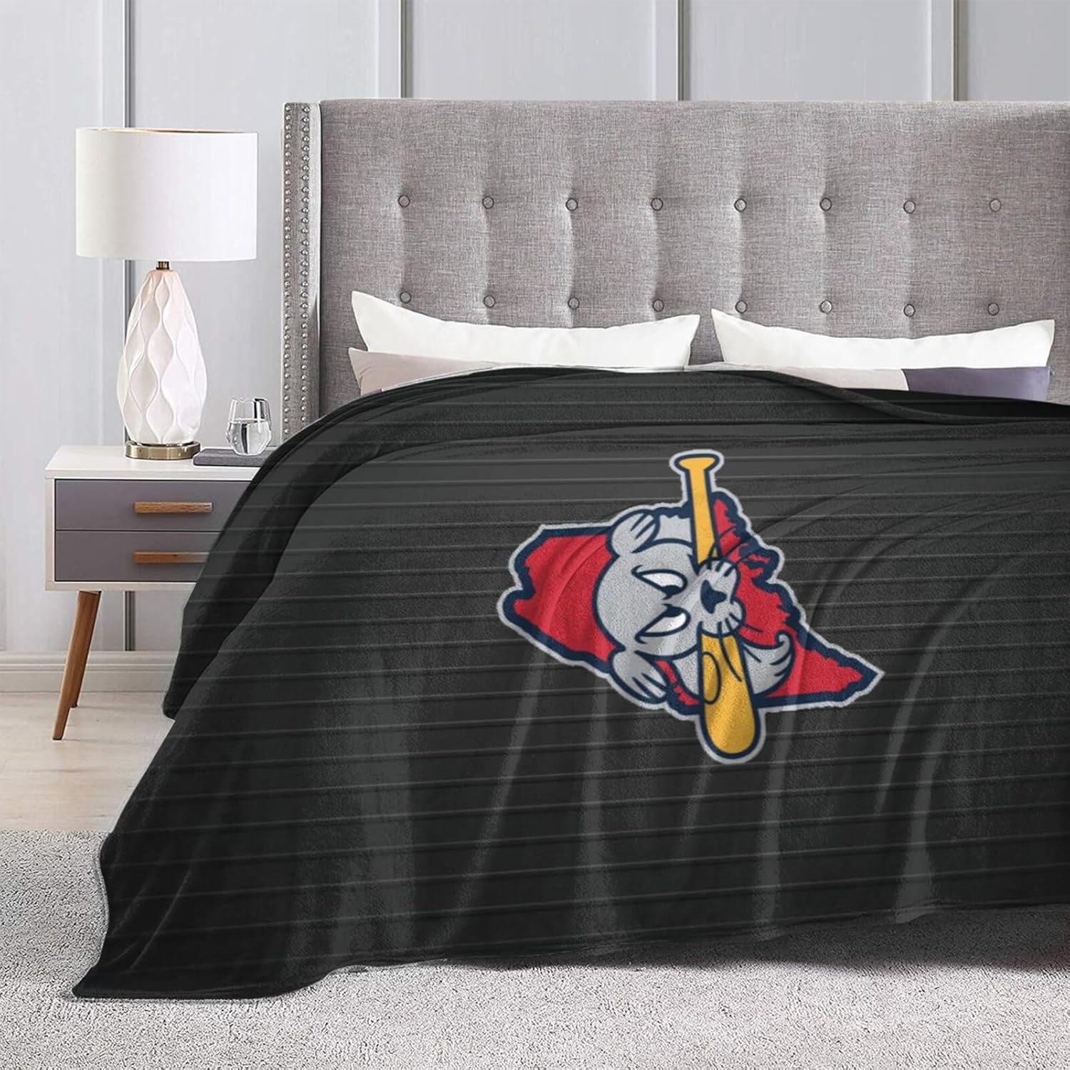Portland Sea Dogs University Logo Fleece Blanket, Very Soft Microfiber Flannel Blanket for Couch Warm and Cozy for All Seasons