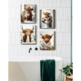 thumbnail image 4 of Cute Highland Cow Bathroom Framed Wall Art Funny Animal Rustic Canvas Prints for Bathroom Restroom Decor 8x10in (Framed), 4 of 6