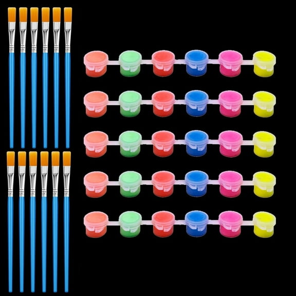 6 Set Glow in the Dark Paint with Brushes 6.7 x 0.8 Inch Bright Colors Acrylic Paints
