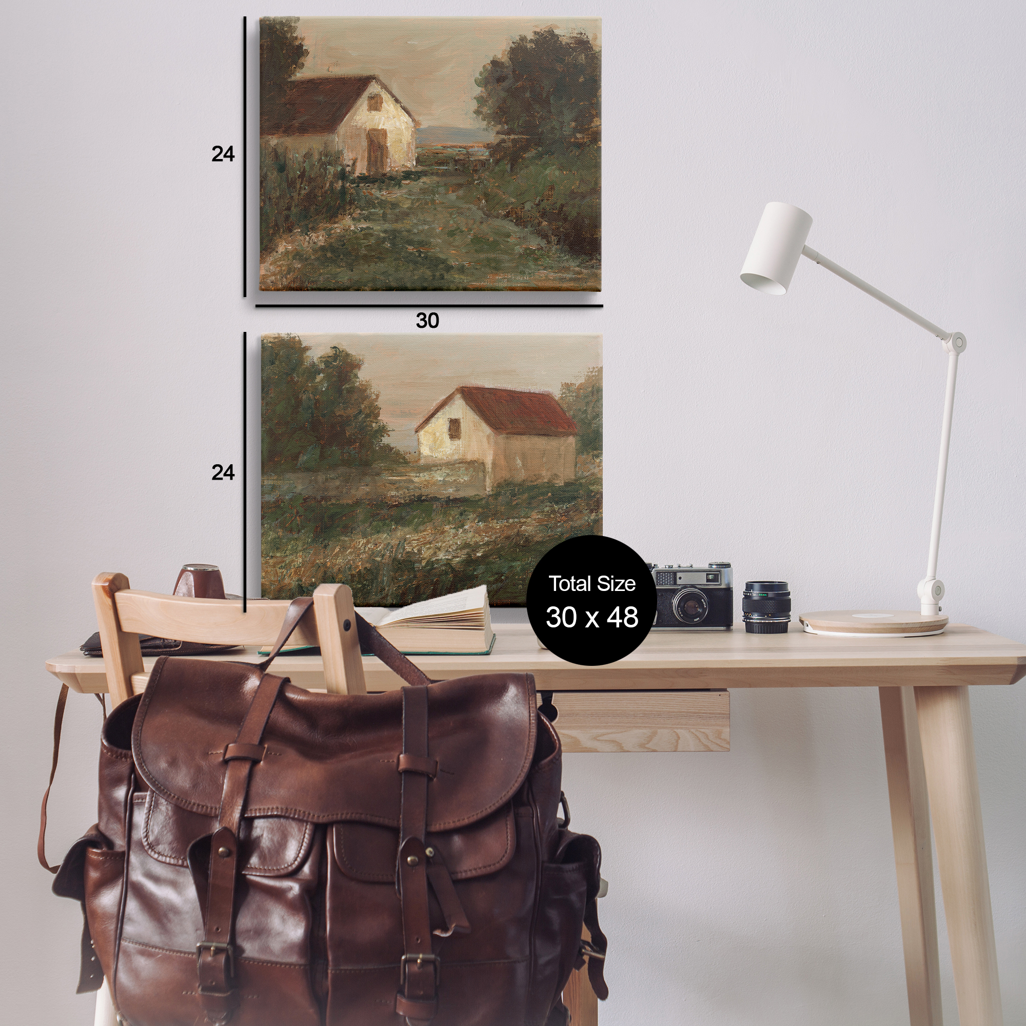 Stupell Industries Traditional Country Farmland Landscape & Nature Painting Wrapped Canvas Art Print Wall Art, 30 x 24, Set of 2