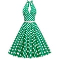 thumbnail image 5 of Birdeem Robe d'Été Sans Manches Rétro pour Femmes à Pois Patchwork avec Ceinture et Col Suspendu, 5 of 5