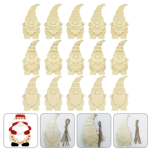 IDEANATEGRATE 30Pcs Portable Khaki Wood Gnome Cutouts for Christmas Decorations