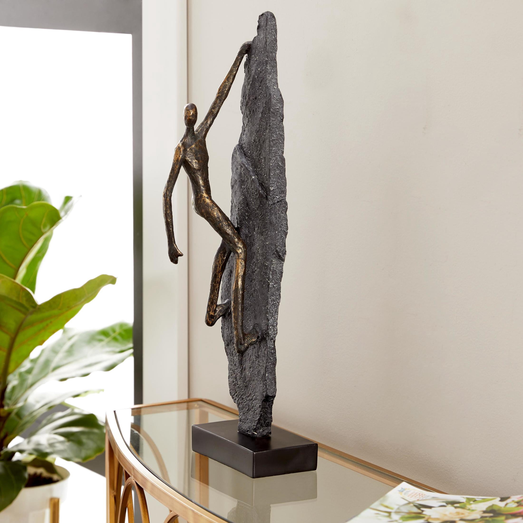 6" x 19" Bronze Polystone Climbing People Sculpture, by DecMode