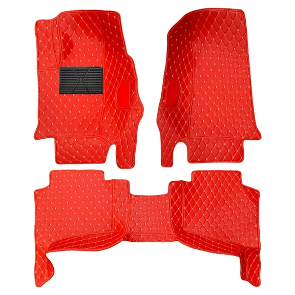 Tuqiang Car Floor Mats Compatible With Subaru for XV 2018-2019 Full Coverage All Weather Protection Waterproof Non-Slip PU Leather Red