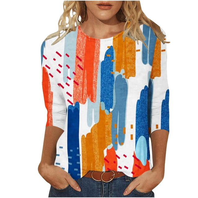 Pompotops T-shirt à Manches Courtes Col Rond Mode Été pour Femmes Liquidation