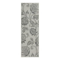 Unique Loom Outdoor Botanical Collection Area Rug - Floral (2' 2" x 6' 1" Runner Gray/Silver)