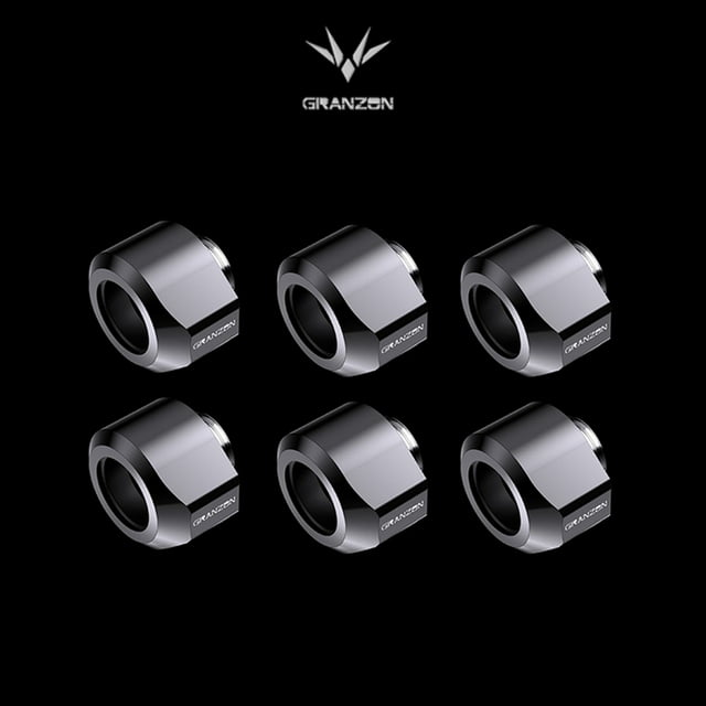 6 Pcs Granzon GD-FT14 Raccord de Tube Dur Anti-off, pour Tuyau Rigide OD14mm PETG PMMA, Filetage G1/4 Pieds' Raccord de Refroidissement à Eau Noir