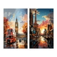 thumbnail image 2 of Designart "London Popart City in Peach and Red" London Wall Art Set Of 2 - Peach Cityscapes Canvas Set For Living Room Decor, 2 of 7