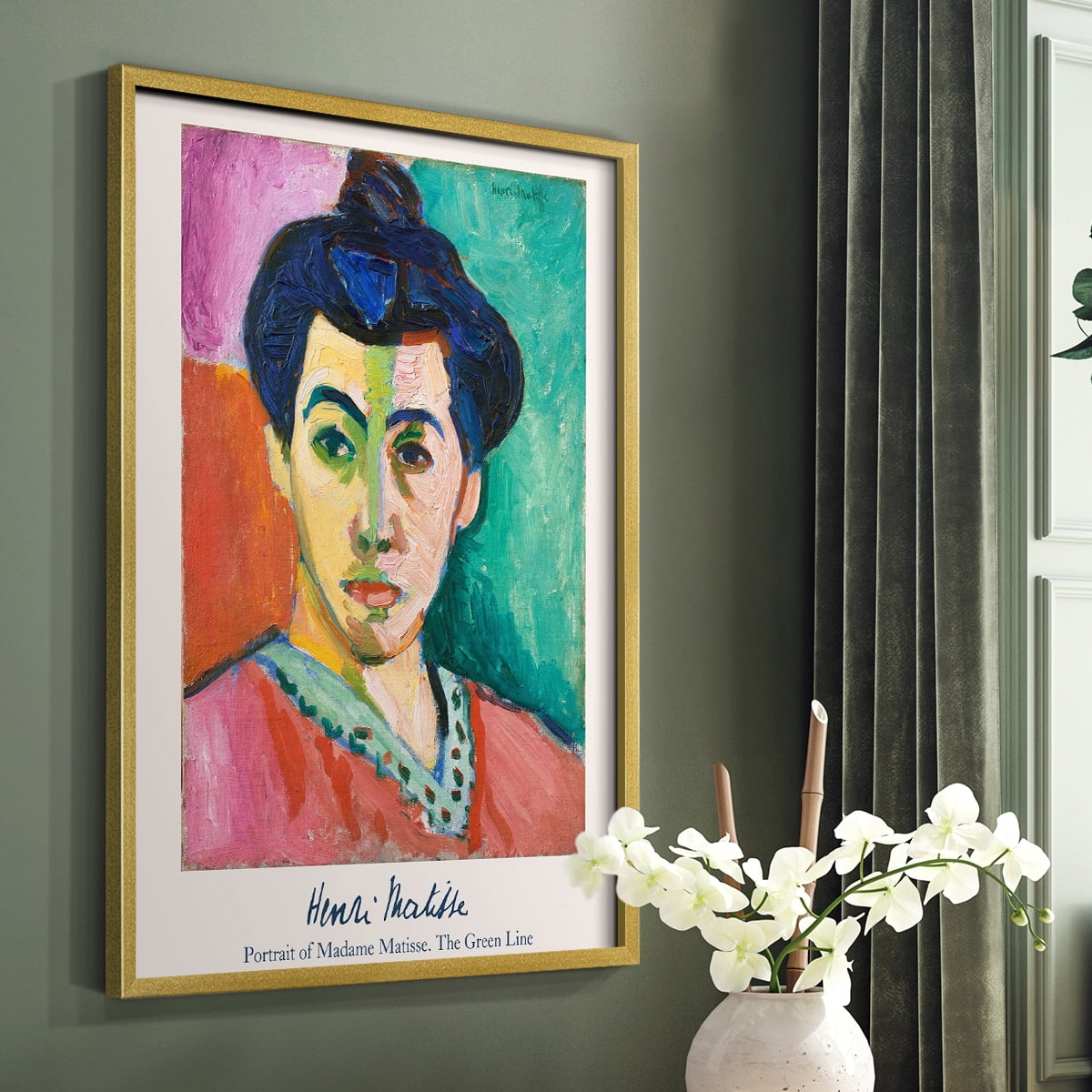 Matisse DIII Framed Print in Gold Solid Wood Framed Print No Nail Hanging