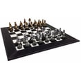 thumbnail image 2 of Egyptian Anubis Chess Set Gold  Silver Painted Men W/ 18" Faux Leather Board, 2 of 7