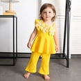 thumbnail image 4 of Amidoa Girls Summer 2 Piece Outfits Cute Sleeveless Tops Tops and Casual Pants Kids Clothing Set Yellow Size Yellow Size 6, 4 of 9