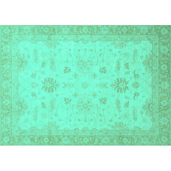 Ahgly Company Indoor Rectangle Oriental Turquoise Blue Traditional Area Rugs, 6' x 9'