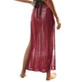 thumbnail image 4 of Seyurigaoka Women Knit Crochet Split Long Skirt See Through Hollow Out Bikini Cover-Ups Ripped High Waist Wrap Sarong Skirts Beachwear, 4 of 5
