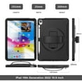 thumbnail image 2 of SaniMore for iPad 10th Generation 10.9" 2022 Case, 3 Layers Multi-Functional Case with Pencil Holder & Hand Strap Multi-Angle Kickstand Shockproof Protective Case for Women Men, Black, 2 of 10
