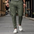 thumbnail image 3 of Men's Slim Fit Casual Pants, Elastic Waist Drawstring Solid Color Business Trousers for Office, Travel and Formal Casual,Army Green,3XL, 3 of 8