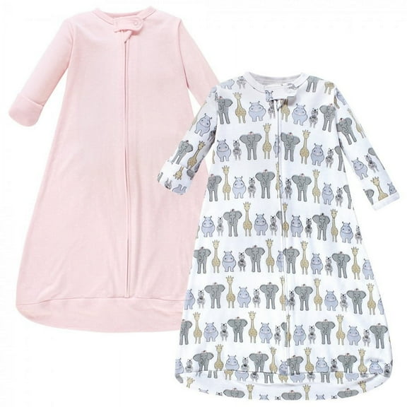 Hudson Baby Infant Girl Cotton Long-Sleeve Wearable Sleeping Bag, Sack, Blanket, Pink Safari, 0-3 Months