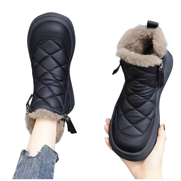Npasoilc Snow boots for women,Winter boots With zipper ankle boots and fluff boots with fleece,Fur Lined Short boots