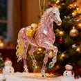 thumbnail image 3 of Shoreew Sparkling Horse Ornament 2D Acrylic Hanging Decor Realistic Christmas Tree Horse Charm Elegant Equestrian Gift for Holiday Tree, 3 of 7