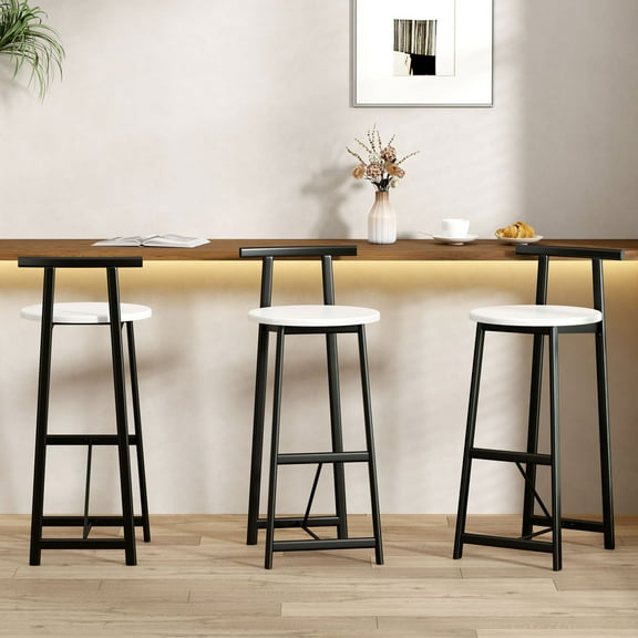 Bar Stools for Kitchen and Dining Room Set of 3 with Comfortable Backrest and Durable Metal Frame Design