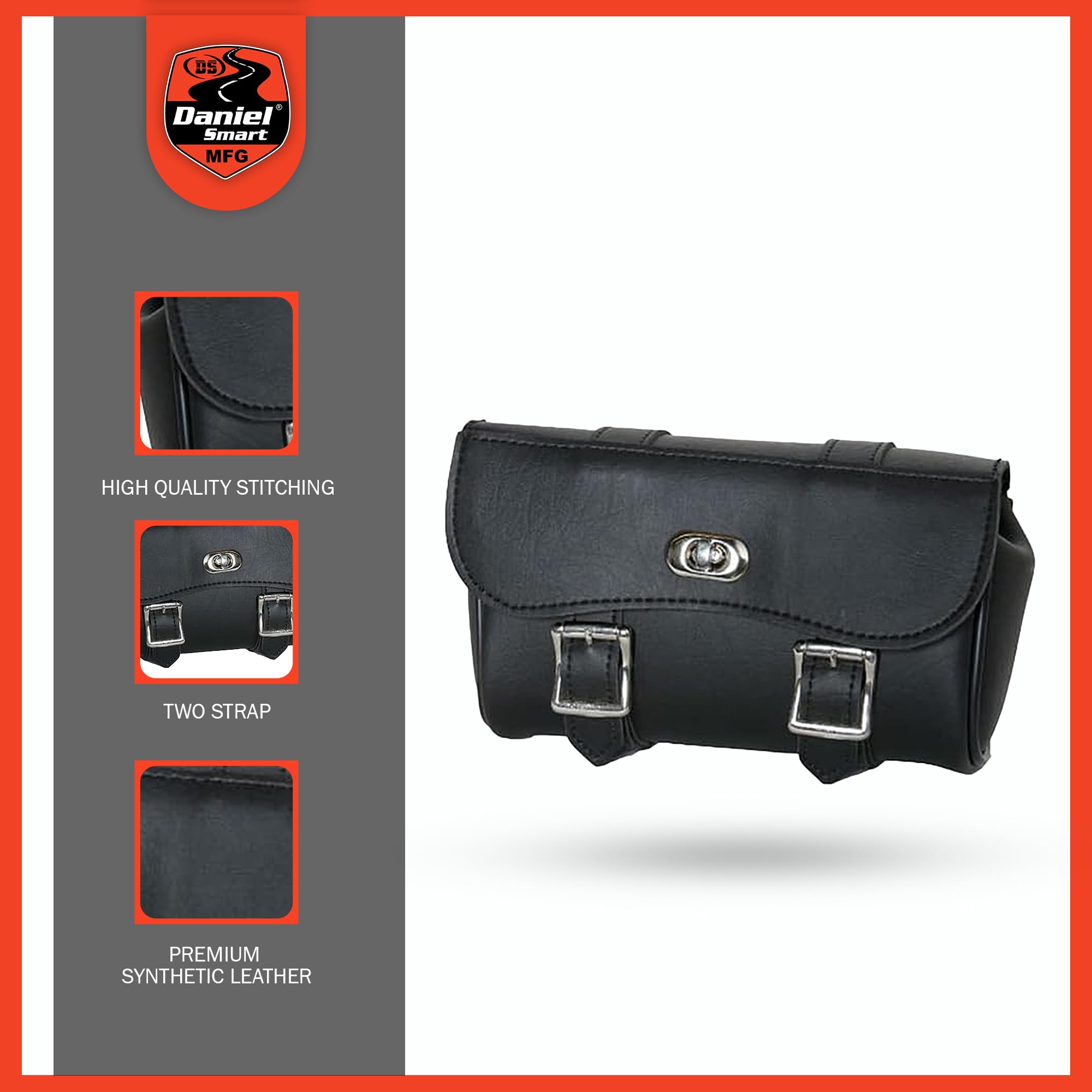 Daniel Smart Two Strap Tool Bag with Classic Design -Waterproof and Durable Premium Synthetic Leather with Stunning Twist and Pin Buckle Lock