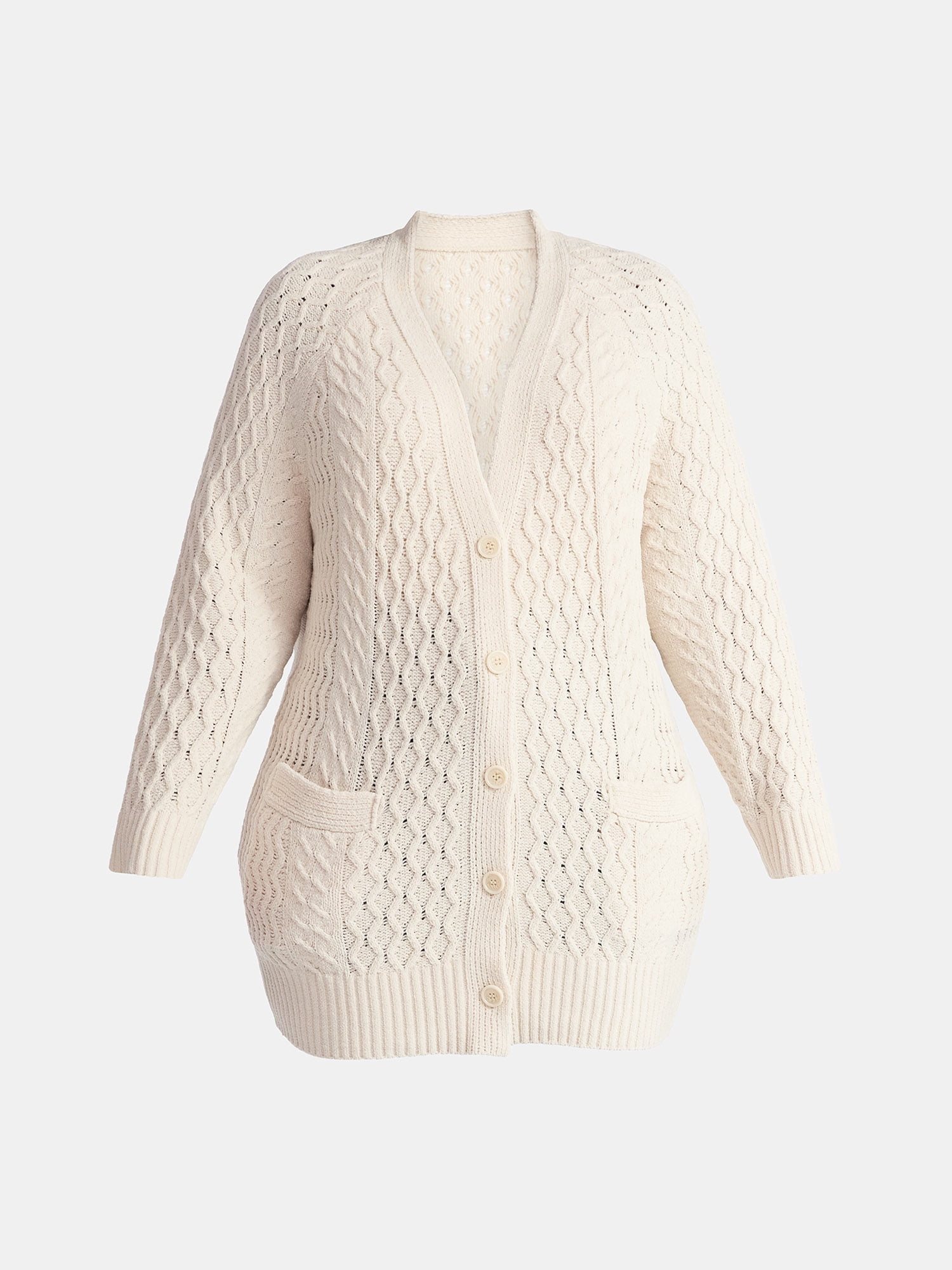 Terra & Sky Women’s Plus Chenille Boyfriend Cardigan Sweater, Midweight, Sizes 0X-4X