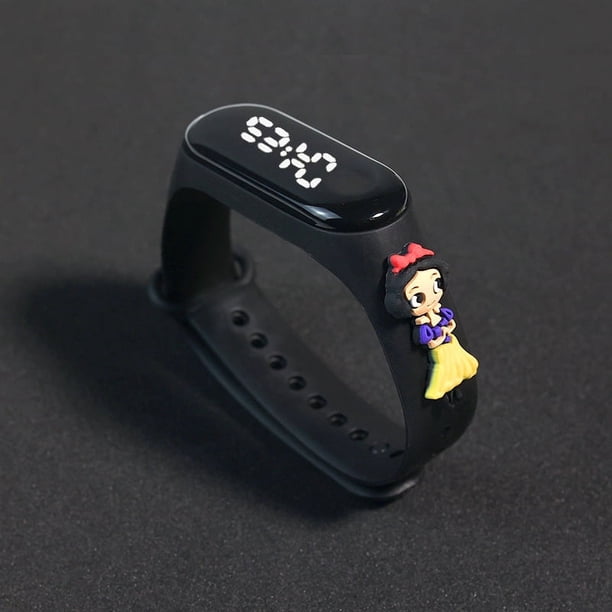 Reloj electrónico LED de muñeca de estudiante de dibujos animados, reloj electrónico impermeable táctil para natación, reloj electrónico de escuela secundaria