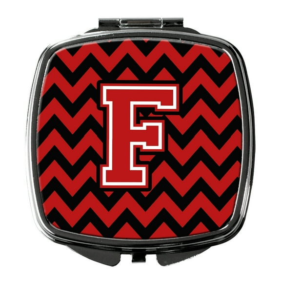 Letter F Chevron Black and Red   Compact Mirror