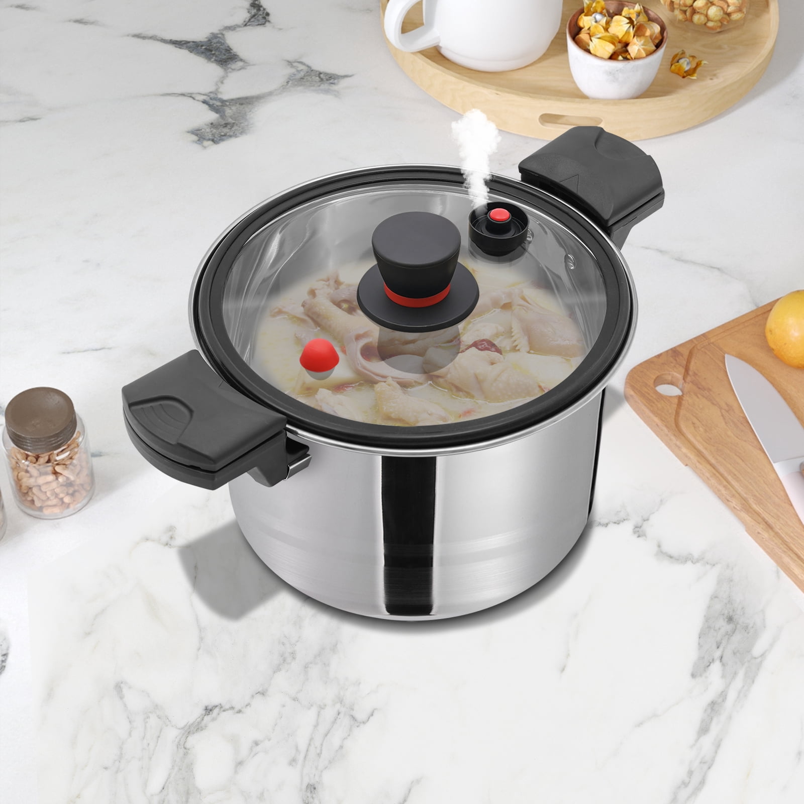 1 PCS 7L/7.4Qt  Pressure Pot, Pressure Cooker, 201 Stainless Steel Pressure Pot, Pressure: 60Kpa