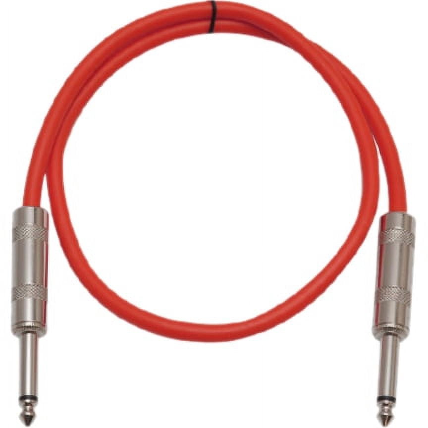 Seismic Audio  New 6 PACK Red 1/4" TS 3' Patch Cables - Guitar - Instrument Red - SASTSX-3Red-6PK