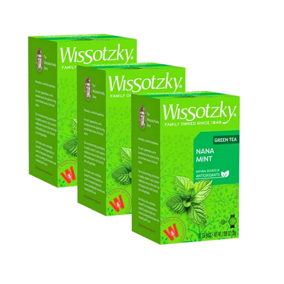 Kosher Wissotzky Nana Mint Green Tea 20 ct, Pack of 3