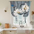 thumbnail image 2 of Tie Up Curtains for Windows Rustic Daisy Valance Adjustable Balloon Curtain Yellow Sunflower Blue Wood Grain Tie Up Shades for Kitchen Living Room Bedroom Privacy Curtain Drape 34x45 Inch, 2 of 9