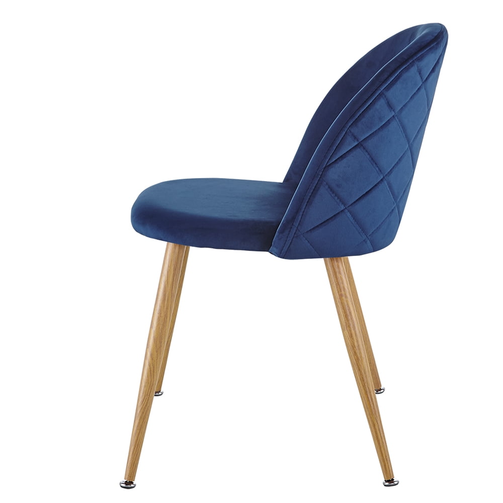 Kepooman Set of 2 Velvet Upholstered Dining Chairs with Backrest, Blue Kepooman Set of 2 Velvet Upholstered Dining Chairs with Backrest, Blue