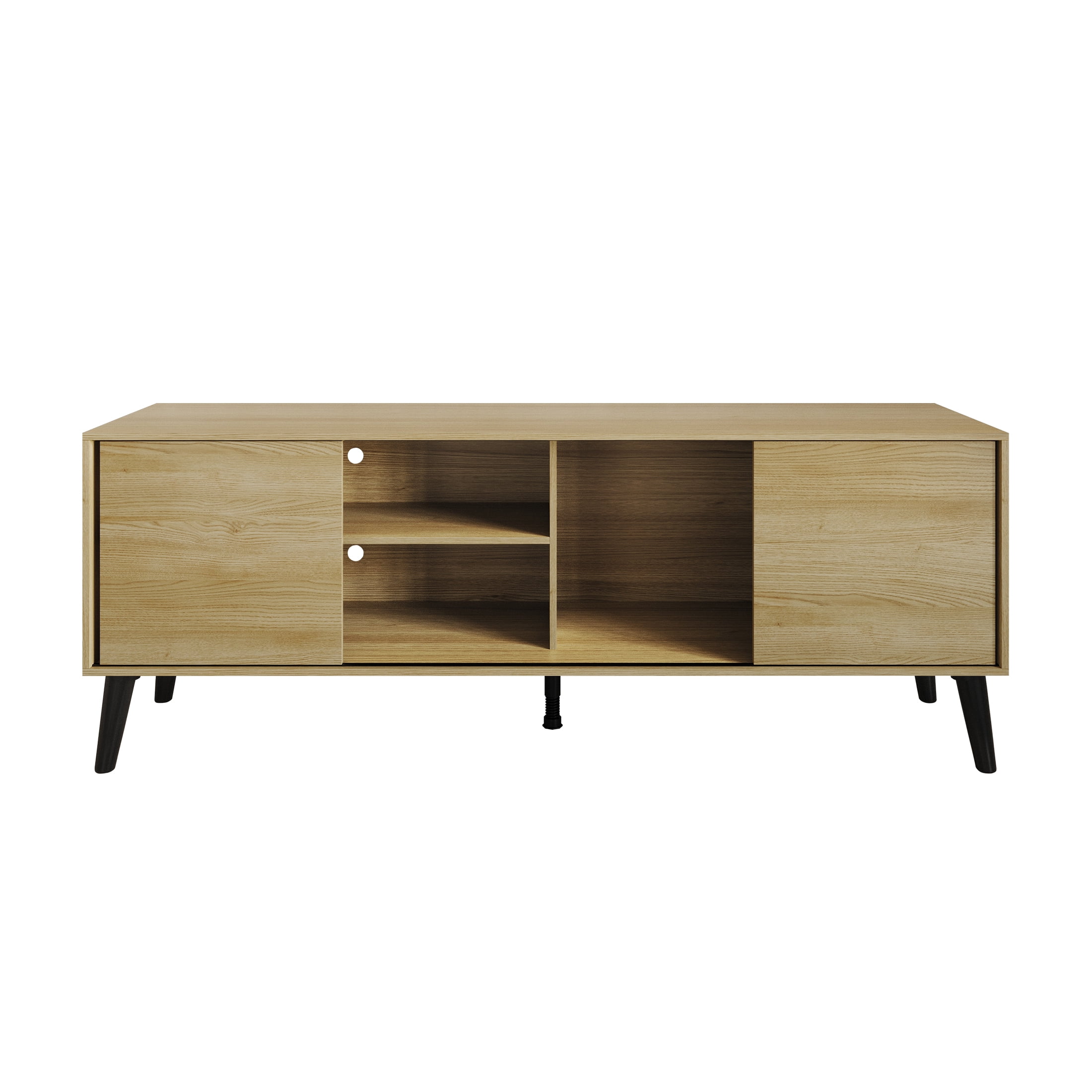 Castle Place Comtemporary TV Stand Console for TVs up to 65", Light Oak