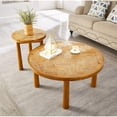 thumbnail image 3 of Miekor Furniture Living Room Central End Table, Farmhouse Round End Table, Round Wooden Rustic Natural Table with Thick Cylindrical Legs (Classic, 19.69 X 19.69 X 21.46 in) BS5328, 3 of 6