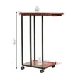 thumbnail image 7 of JJS Side End C Table for Sofa, Living Room Couch Table Snack Table That Slide Under for Small Spaces, Walnut/Black, 7 of 7
