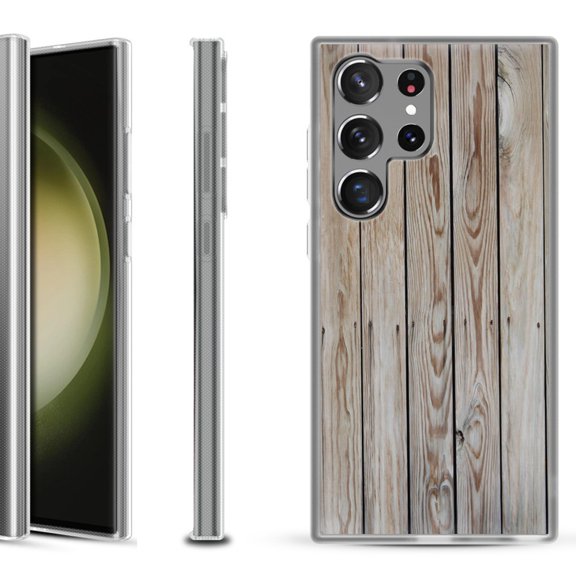 Shockproof Gel Phone Case for Samsung Galaxy S23 Ultra 5G, by OneToughShield ® - Wood Print