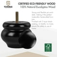 thumbnail image 3 of 2 inch / 5cm Wooden Furniture Legs, Pack of 4 Classic Black Solid Wood Turned DIY Replacement Bun Feet with M8 Hanger Bolts & T-Nuts for Sofa Couch Ottoman Cabinet Table Riser, 3 of 6