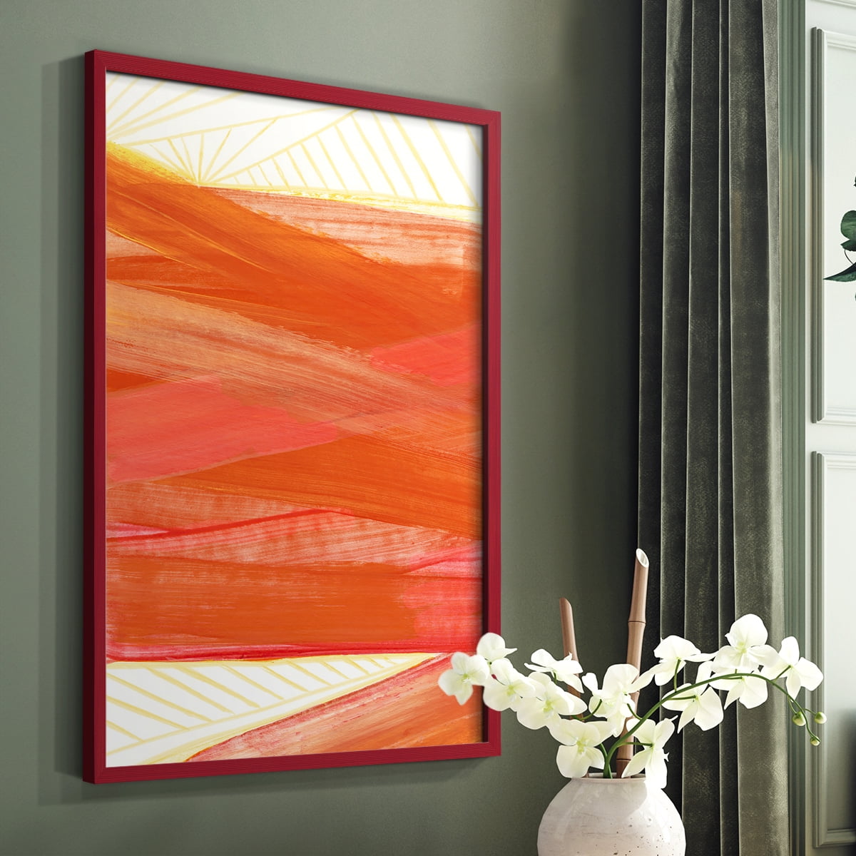 Warm Rays II Framed Print in Red Solid Wood 8 x 10 Framed Print