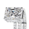thumbnail image 3 of Edge Jewel 14K White Gold Plated Moissanite Ring - Wedding Band - 2.5 Ct Radiant Cut Excellent Moissanite - Solitaire with Accent - Bezel Hidden Halo Ring Style, 3 of 3