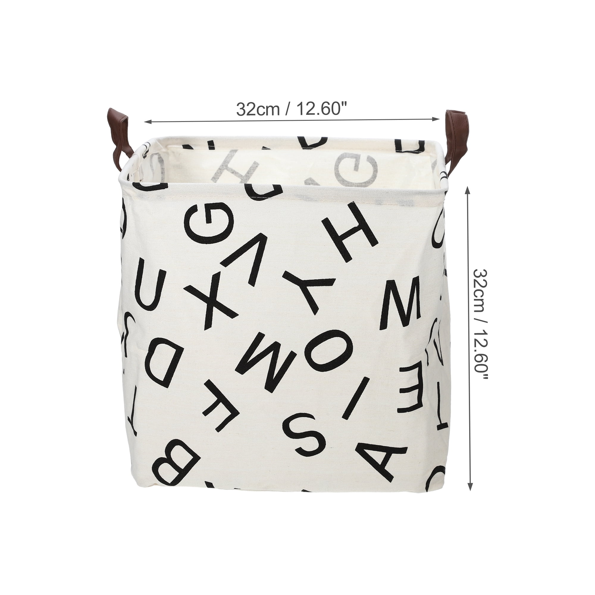 Unique Bargains Foldable Square Laundry Basket 12.60"x12.60" 30L Black White