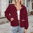 thumbnail image 3 of Jackets for Women Winter Coat Jackets Flannel Stand Collar Jacket(Haunted Mansion Dark Red,Size:S-4XL), 3 of 7
