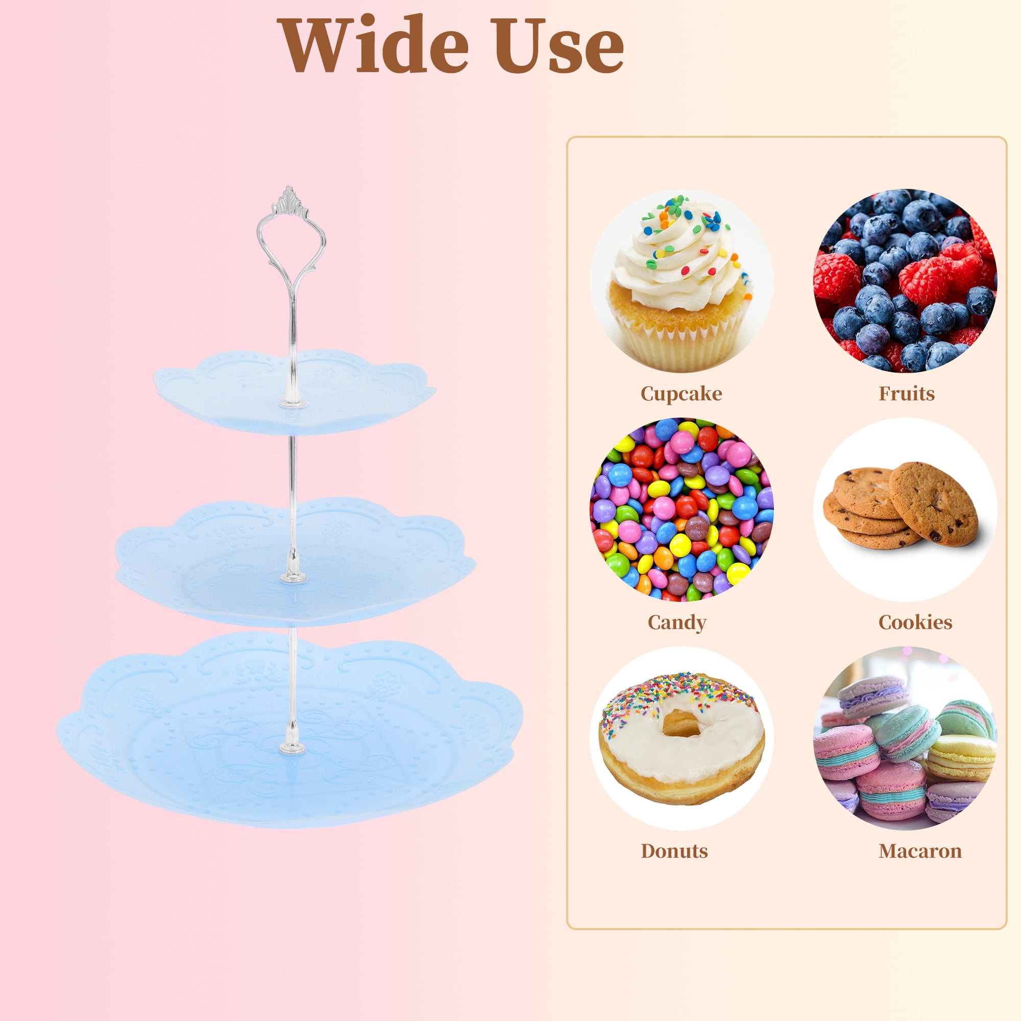 Unique Bargains 3 Tier Dessert Cupcake Stand Holder Round Cake Holder for Donuts Fruits